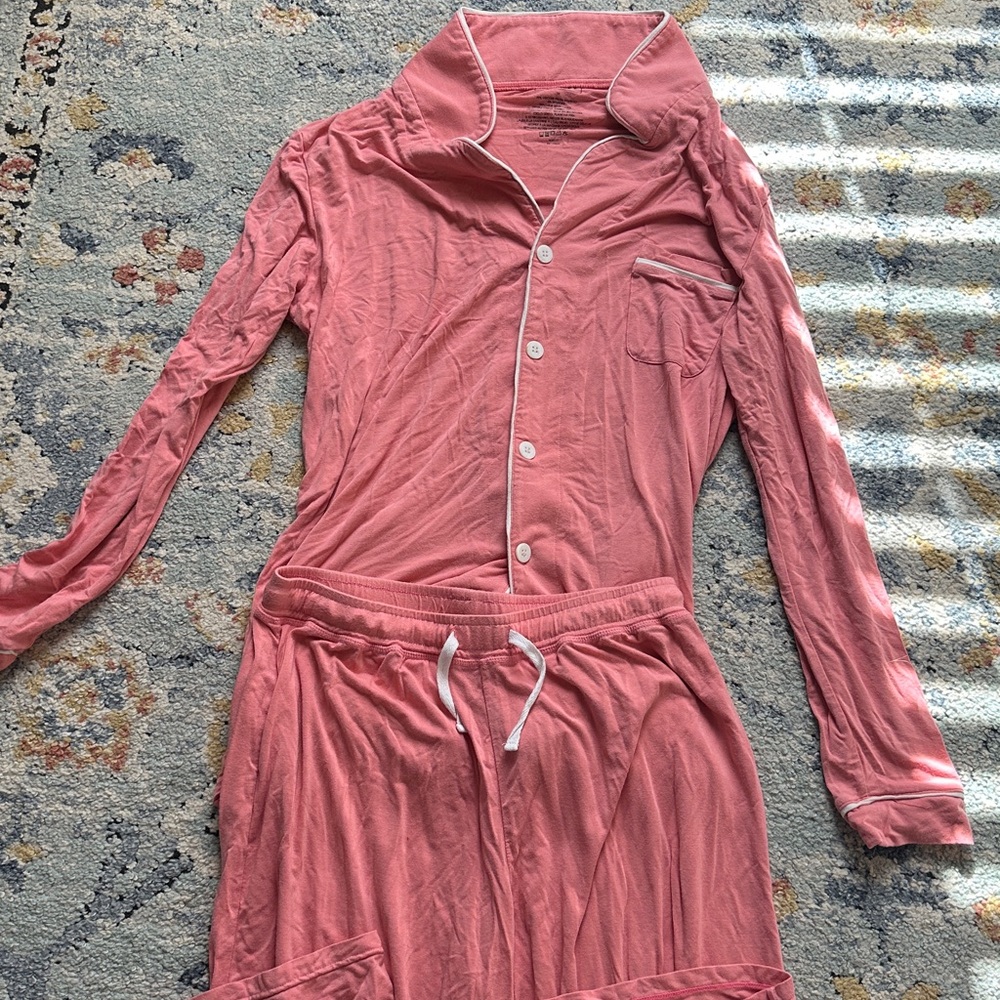 Pink Long Sleeve and Pants Kickee Pants Pajama Set
